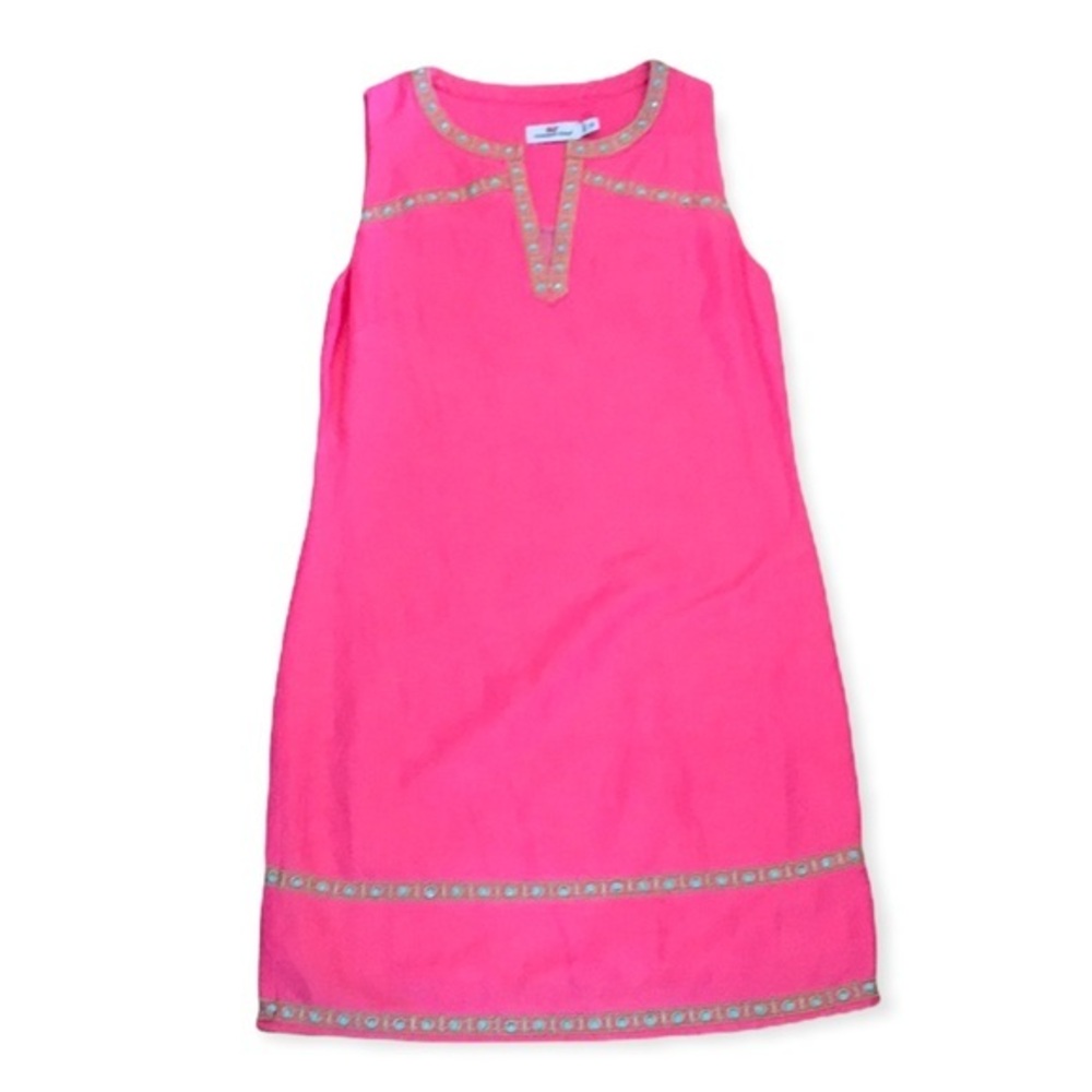 Vineyard Vines Pink Linen Shift Easter Dress - 00